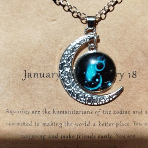 Aquarius pendant new, metal with enamel, turquoise and silver