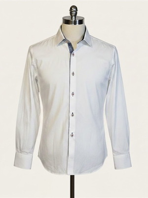 Achile Sport Shirt White with Contrast Details, Size L, Like New