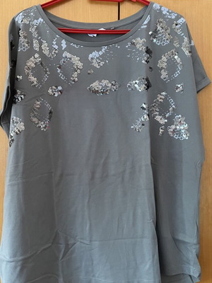 Next Plus Size Blouse 4XL 100% Cotton Green Used, Sequins