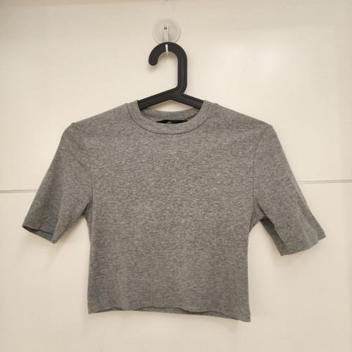 Tally Weijl gray crop top with short sleeves, Small