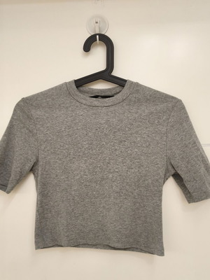 Tally Weijl gray crop top with short sleeves, Small