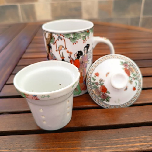 Tea brewing cup with Chinese motifs 250 ml like new