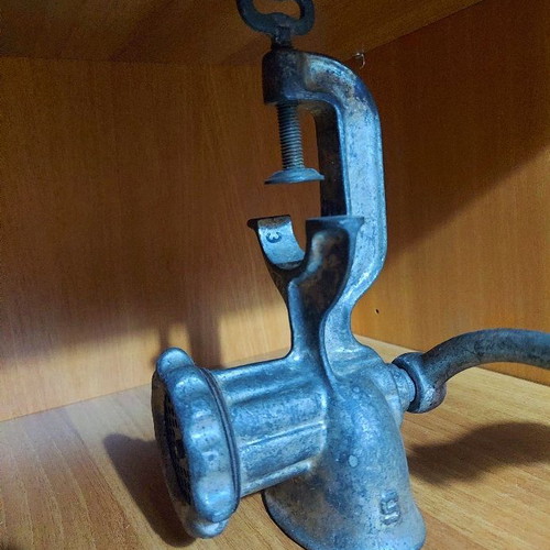 Retro meat grinder used, antique mincer