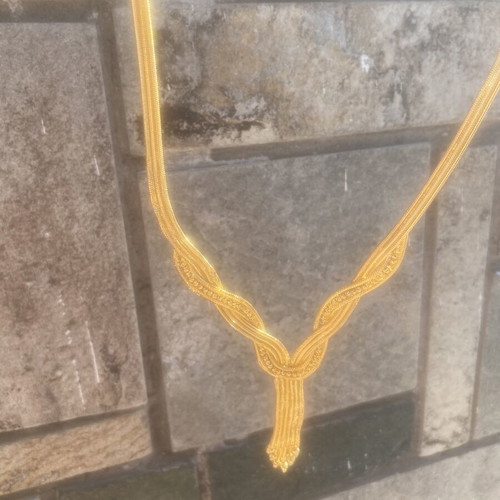 Women's gold necklace with details, new, gold-plated