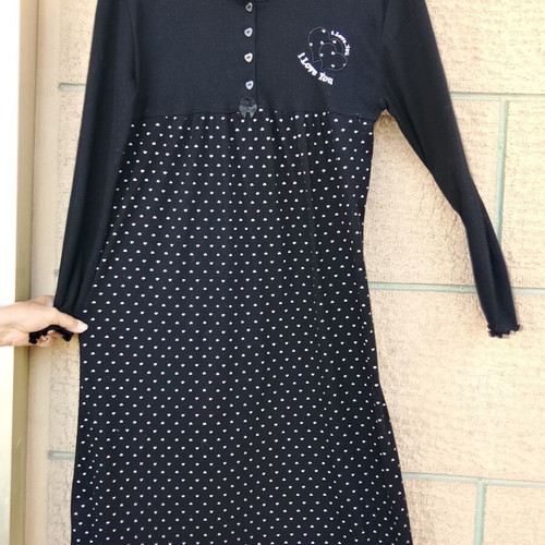 Cootaiya cotton nightgown, black and white, size M