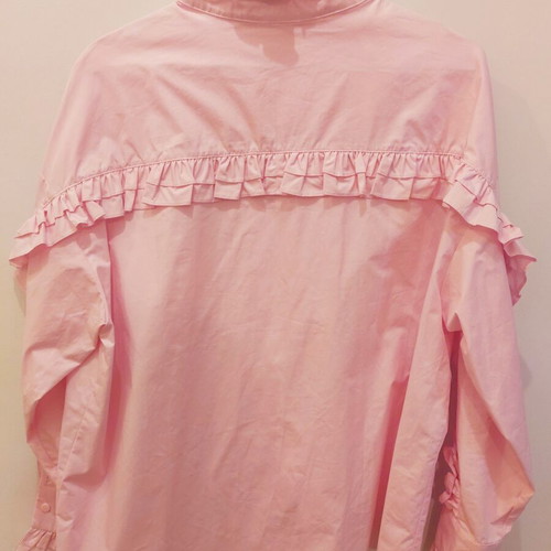 Mochy Pink Shirt with Romantic Ruffled Collar like new