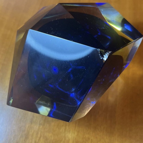 Vintage Murano σταχτοδοχείο cobalt blue μεταχειρισμένο, χειροποίητο ιταλικό γυαλί