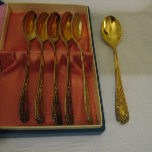 Gold-plated teaspoons new, set of 6, from Soviet Union