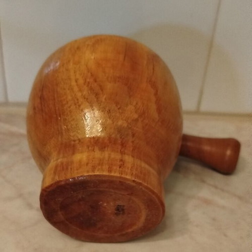 Handmade olive wood mortar and pestle like new, 10 cm height