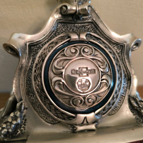 Vintage silver-plated Linea Argenti table clock with Quartz mechanism