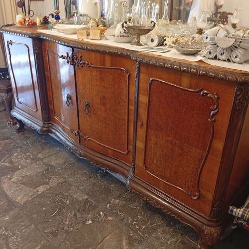 Vintage dining set with extendable wooden table, 6 chairs and buffet used