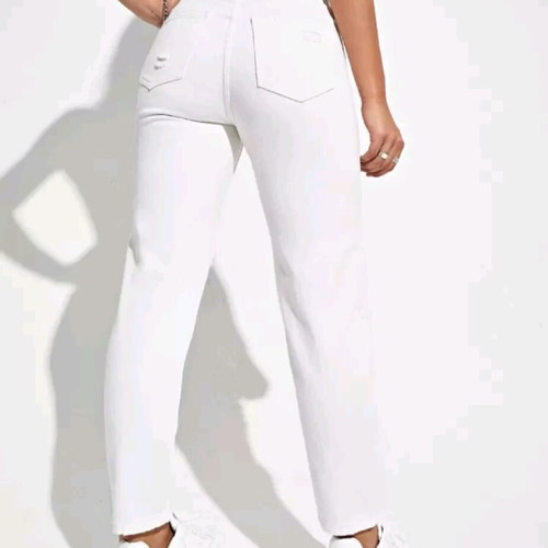 Mid-rise jeans used, white, size M