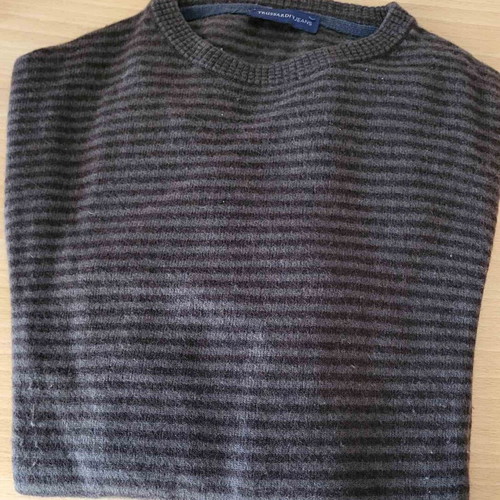 Trussardi Jean's wool striped sweater like new, size L gray
