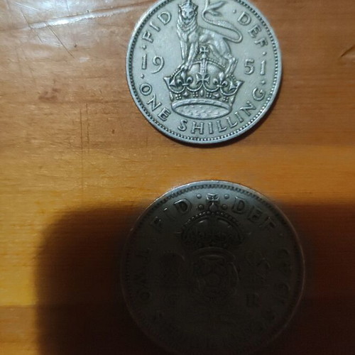 One Shilling and Two Shillings Coins used, 1949 and 1951