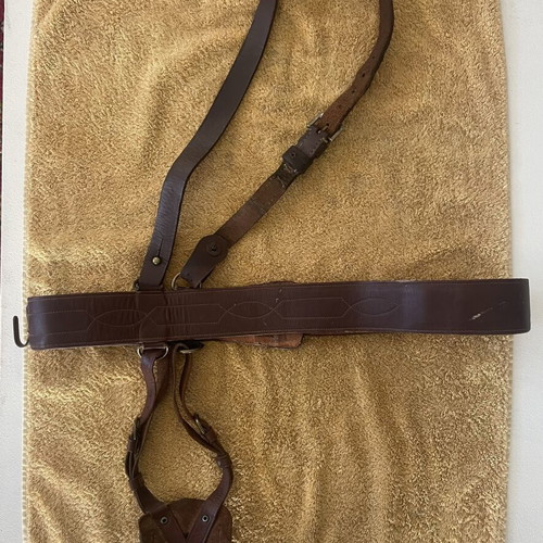 Military belt Sam Brown officer Greek army like new with sword frog