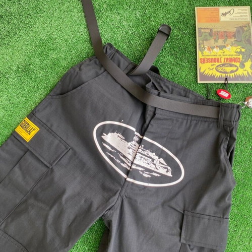Corteiz 5starz cargo pants, black and white, size M