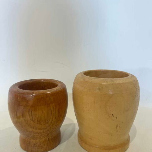 Wooden mortars set of 2 without pestle used