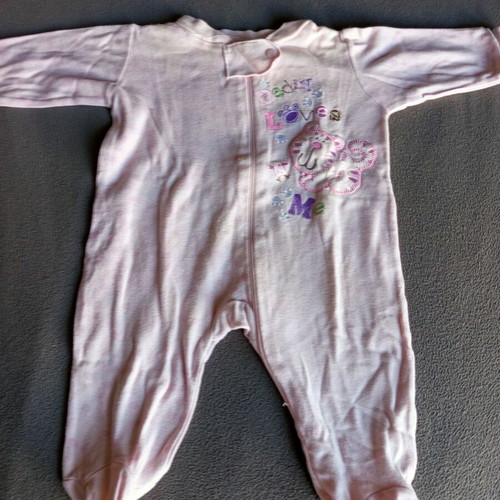Pink footed romper 3 months used with Daddy Loves Me embroidery