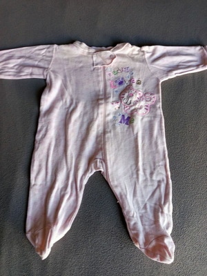 Pink footed romper 3 months used with Daddy Loves Me embroidery