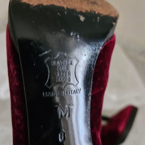 YvesSaintLaurent velvet boots size 36, red burgundy