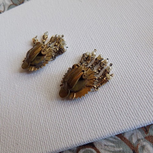 Gold earrings used, 120+ years old, family heirloom, 7gr