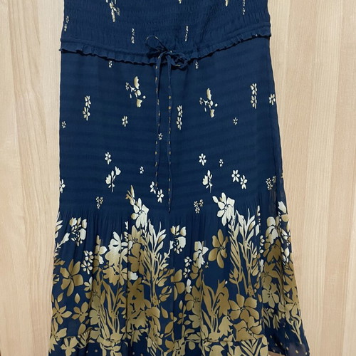 Zara strapless blue dress with beige floral lining like new