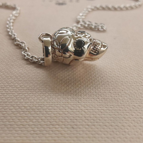 Links of London Sterling Silver Skull Necklace with Gemstone Eyes