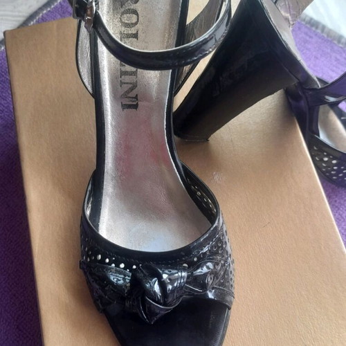 Rollini classic sandals used size 39 black with thick heel