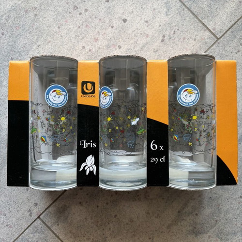 Uniglass Iris Glasses set of 6 new, 29cl Smile of the Child
