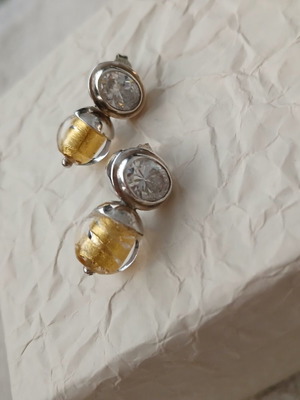 Vintage handmade 925 silver earrings with zircon and matching pendant like new