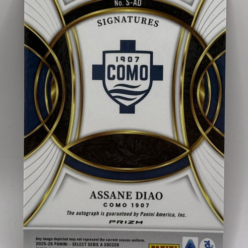 Panini Select Serie A Soccer Card Assane Diao Como 1907 2025-26 Signatures Auto like new