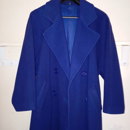 Vintage wool women's double-breasted coat blue royal size L/XL used