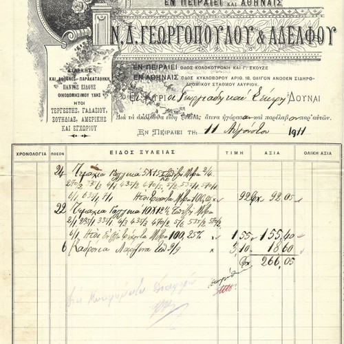 Chromolithograph Invoice 1911, rare collectible