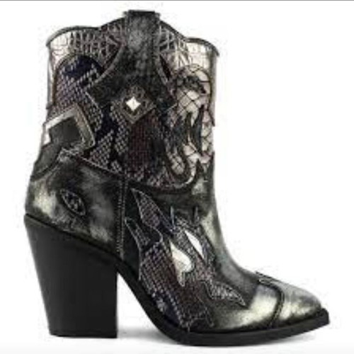 Migato Western Boots 38 New Leather Black and Silver