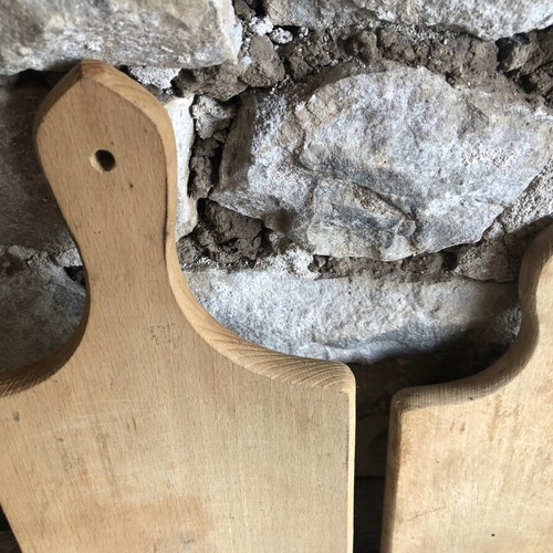 Vintage set of three wooden cutting and serving boards