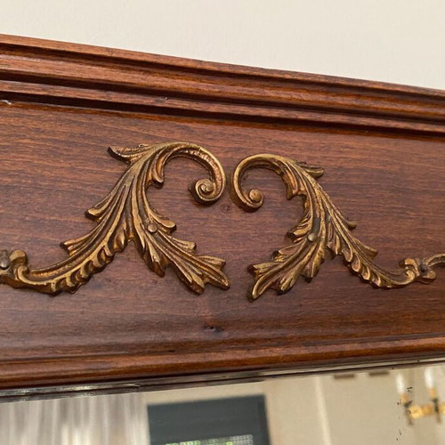 Vintage solid wood buffet with matching mirror
