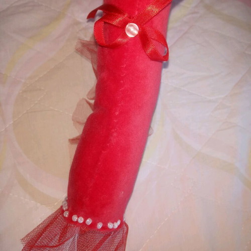 Handmade soft boot decorative ornament with velvet fabric and tulle