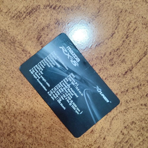 Rx8 Mazda Specifications Rotary Card used, credit card size