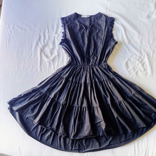 Black asymmetric dress New Collection Italy used with lace sleeves