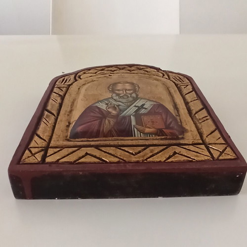 Handmade icon of Saint Nicholas like new, Byzantine art