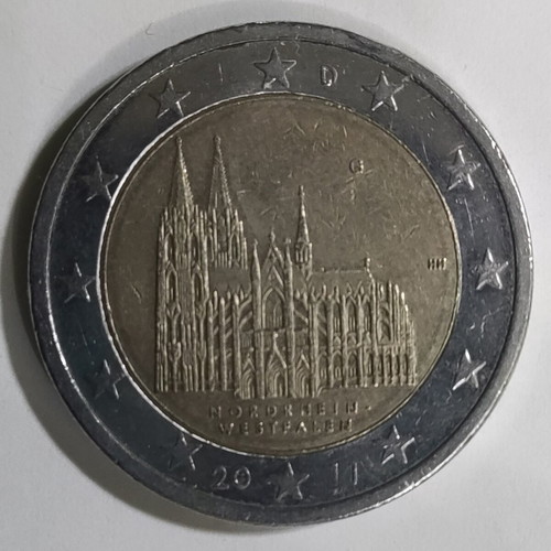 Germany 2€ 2011 North Rhine-Westphalia Cologne Cathedral Commemorative Coin used