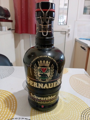 Traditional jug with Bernauer Schwarzbier German black beer new