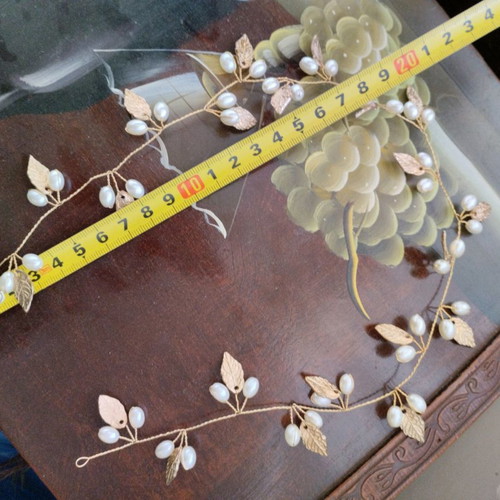 Handmade wedding hair comb gold color with white pearls new