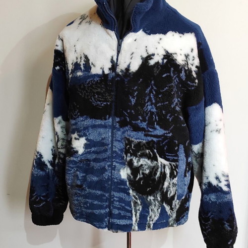 ZARA men's wool cardigan new, loose fit, size L, blue-white
