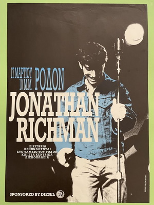 Jonathan Richman Rodon live poster, Athens 1989