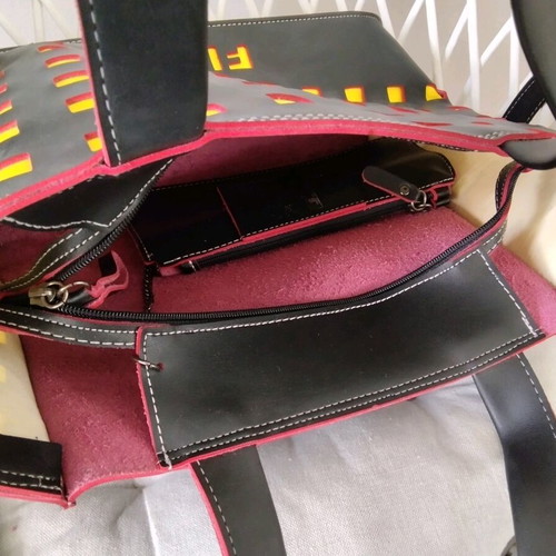 FRNC shoulder bag like new, black with yellow and red details
