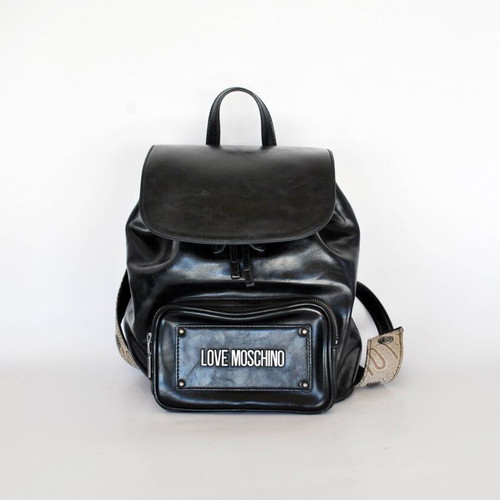 Love Moschino black backpack with 3D logo, like new