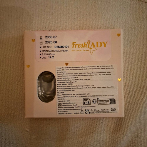 Χρωματιστοί φακοί επαφής FreshLady Siri Gray 14.2mm καινούργιοι σφραγισμένοι