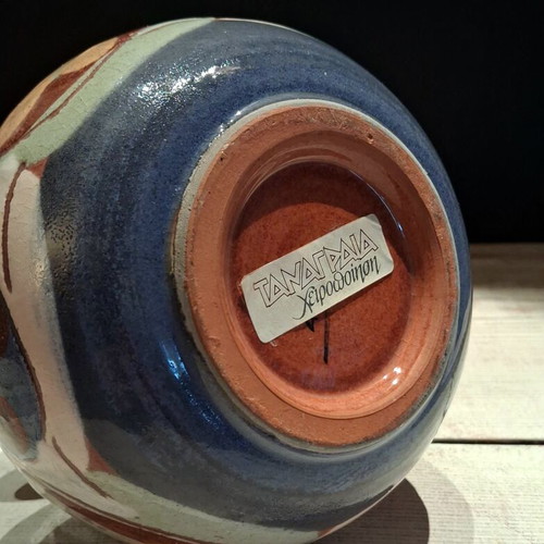 Βάζο Ταναγραία σαν καινούργιο, vintage ελληνικό κεραμικό στούντιο