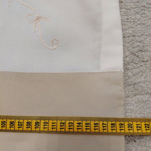 White curtain with beige border and embroidery like new